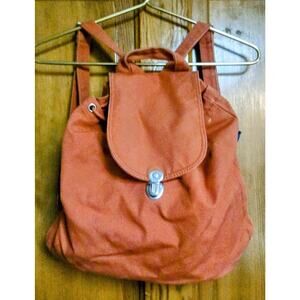 Baggu 100% Recycled Cotton Canvas Drawstring Backpack Orange Bag Casual Travel